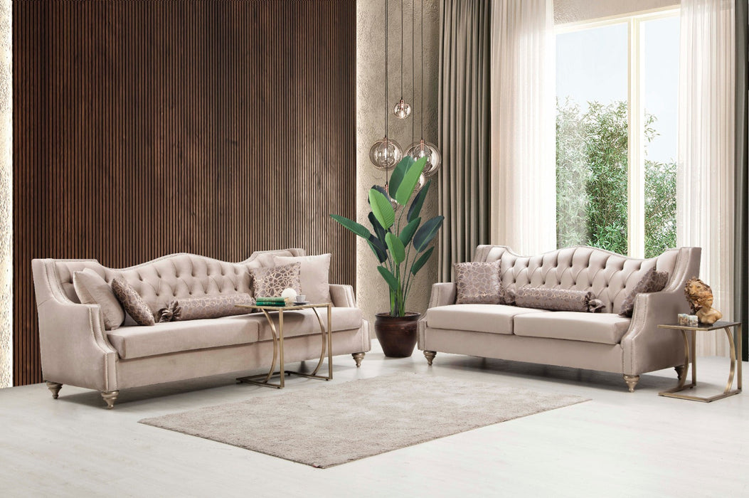 Zeus Beige Velvet Living Room Set