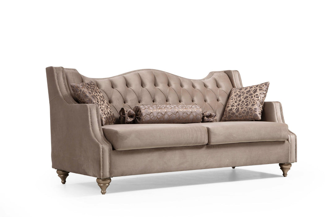 Zeus Beige Velvet Living Room Set