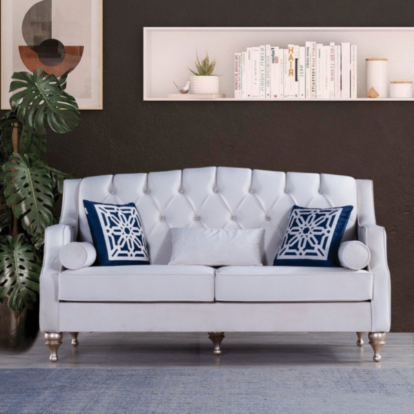 Lotus Ivory Velvet Loveseat