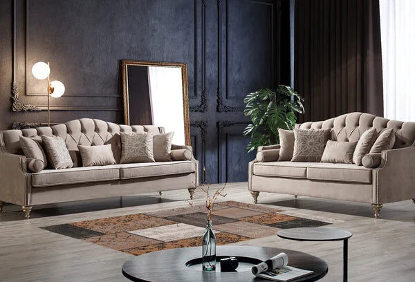 Lotus Loveseat Ivory Gold